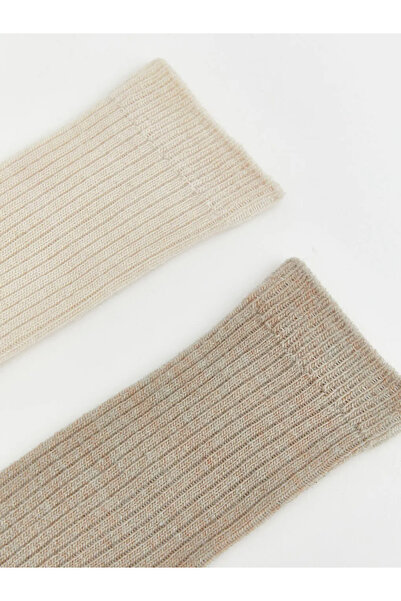 LC Waikiki Καφέ Κοτλέ Μάλλινες Γυναικείες Κάλτσες, Σετ 2 τεμαχίων