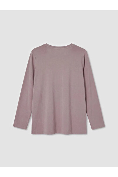 LC Waikiki Λιλά Μπλούζα με Πέτρες σε Σχέδιο Ποδηλατικού Λαιμού