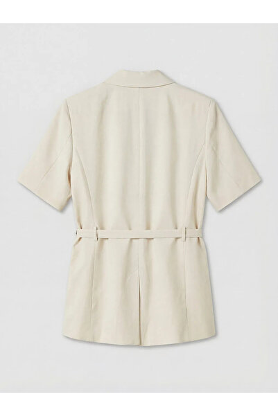 LC Waikiki Μπεζ γυναικείο μπλέιζερ με ζώνη από Modal Blend