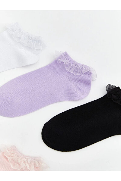 LC Waikiki Λεπτομερείς κάλτσες-μποτάκια για κορίτσια με βολάν από λευκό τούλι...