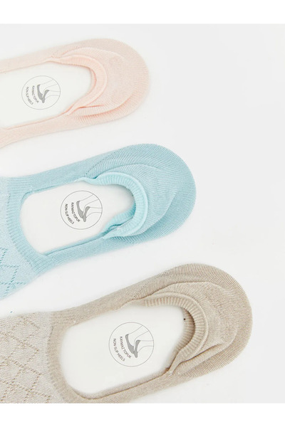 LC Waikiki Ροζ διάτρητες γυναικείες κάλτσες μπαλαρίνας, σετ 3 τεμαχίων