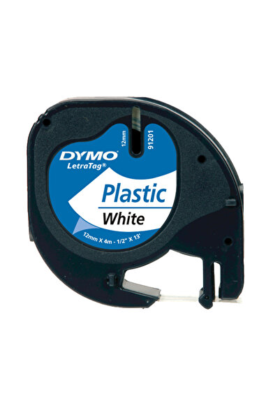Dymo Letratag Şerit Plastik 12mmx4mt Beyaz Üzerine Siyah / S0721650