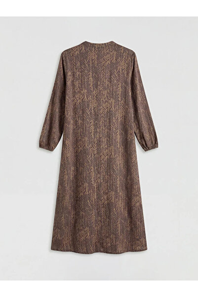 LC Waikiki Καφέ φόρεμα με σχέδιο στο γιακά