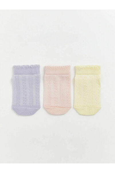 LC Waikiki Λιλά διάτρητες κάλτσες-μποτάκια για κορίτσια, σετ 3 τεμαχίων