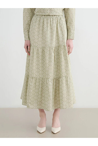 LC Waikiki Πράσινη φούστα με ελαστική μέση και σχέδιο