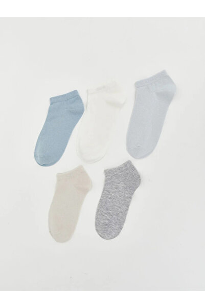 LC Waikiki Μπλε γυναικείες μονόχρωμες κάλτσες μποτάκια 5 τεμαχίων