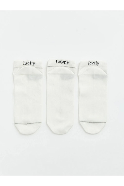 LC Waikiki Γυναικεία μποτάκια με σχέδιο εκρού Κάλτσες 5 τεμαχίων