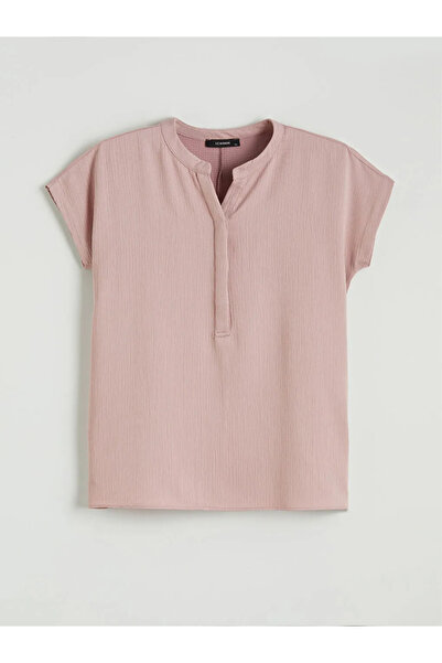 LC Waikiki Λιλά Μπλούζα με Ανάγλυφο Γιακά