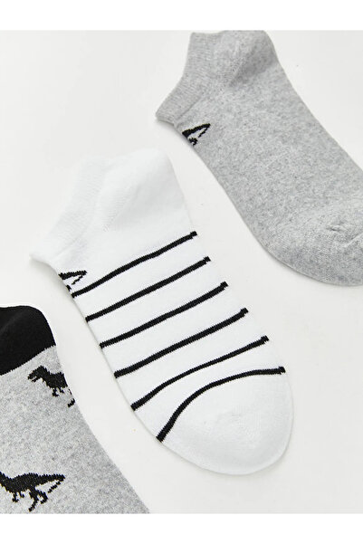 LC Waikiki Γκρι μοτίβο για αγόρια μποτάκια κάλτσες 3 τεμαχίων