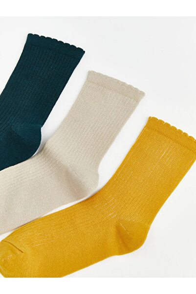 LC Waikiki Πράσινες γυναικείες κάλτσες με βολάν, σετ 5 τεμαχίων