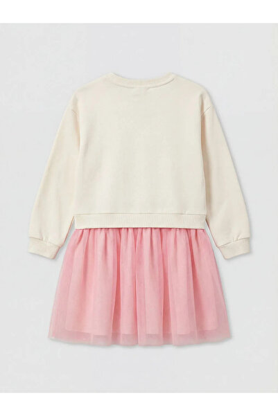 LC Waikiki Φόρεμα Tutu για κορίτσια με στάμπα Ecru Capyfun