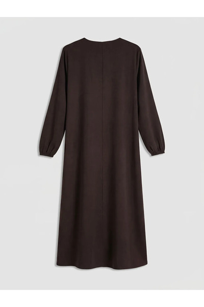 LC Waikiki Καφέ φόρεμα σε γραμμή Α με λαιμόκοψη ποδηλάτου