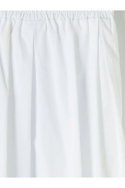 LC Waikiki Λευκή ελαστική μέση ποπλίνα φούστα