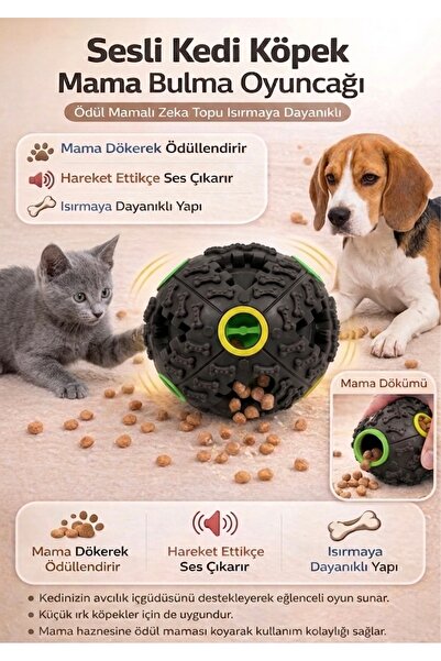 Hakdempet Sesli Kedi Köpek Mama Ödül Topu Zeka Geliştirici İnteraktif Eğitim ...