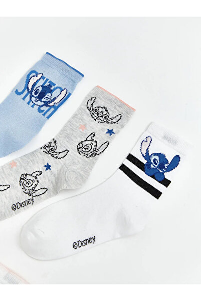LC Waikiki Κάλτσες για κορίτσια Blue Stitch με τύπωμα σετ 5 τεμαχίων