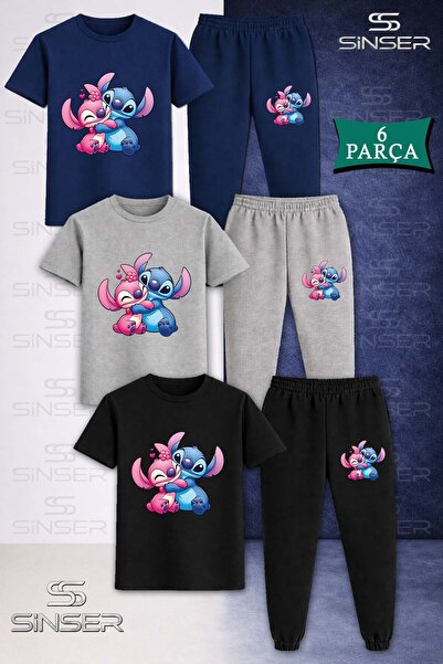 SS SİNSER Children's Llo Stch Sarilma 3-Piece T-Shirt Tracksuit Set