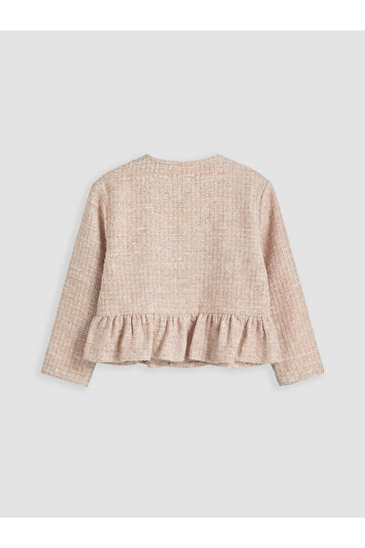 LC Waikiki Πορτοκαλί κοριτσίστικο μπουφάν τουίντ με φιόγκο