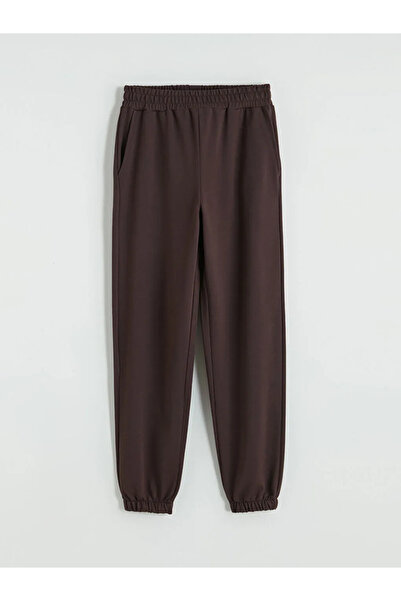 LC Waikiki Καφέ γυναικείο παντελόνι jogger με ελαστική μέση