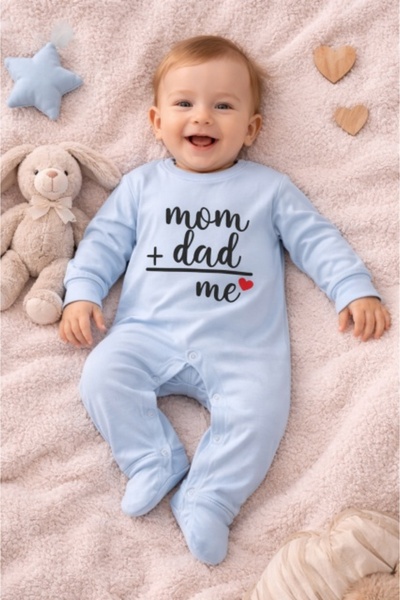 Superbaby Μπλε ολόσωμη φόρμα με μποτάκια για μωρά, Μαμά & Μπαμπά