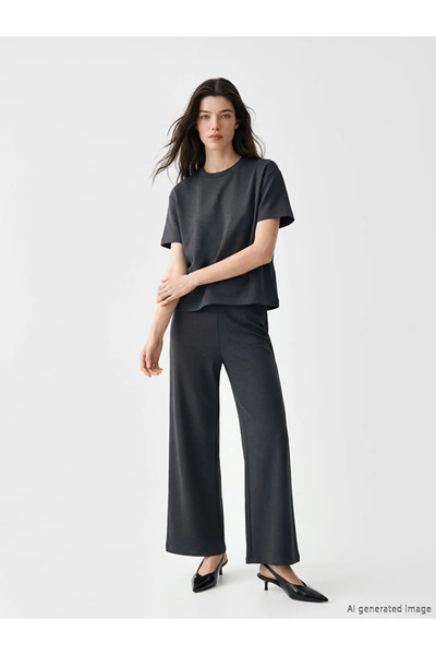 LC Waikiki Γυναικείο Φούτερ Ανθρακί Soft Touch Stone