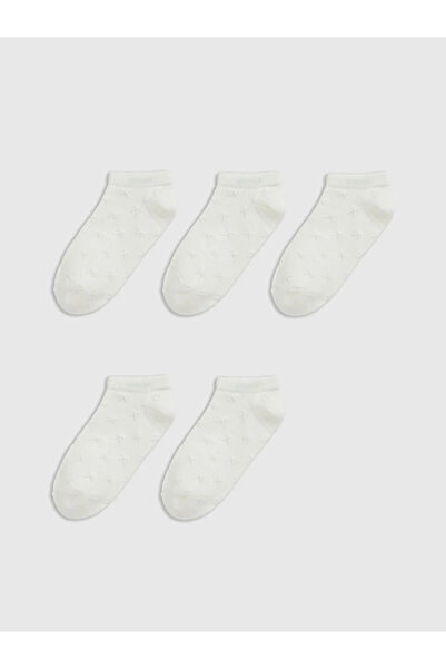 LC Waikiki Γυναικείες κάλτσες μποτάκια με σχέδιο φιόγκου εκρού, συσκευασία 5 ...