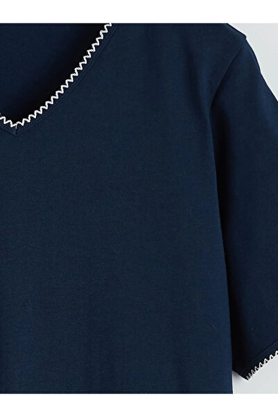 LC Waikiki Navy Blue V-Neck A-Line Dress