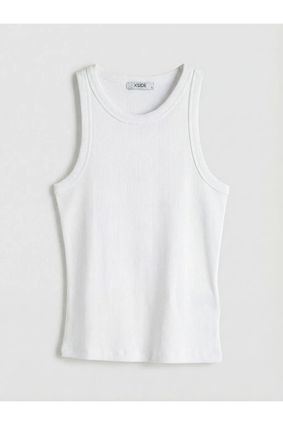 LC Waikiki Λευκό Γυναικείο Αθλητικό Μπλουζάκι με Λαιμόκοψη Ποδηλάτου