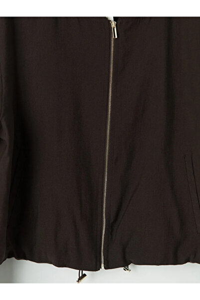 LC Waikiki Γυναικείο μπουφάν καφέ κολεγιακό γιακά