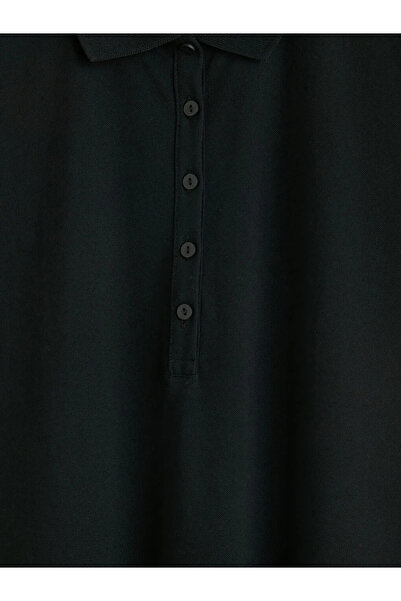 LC Waikiki Μαύρο μίνι φόρεμα πικέ με λαιμόκοψη πόλο