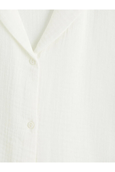 LC Waikiki Λευκό πουκάμισο με γιακά, μουσελίνα, γυναικείο φόρεμα παραλίας