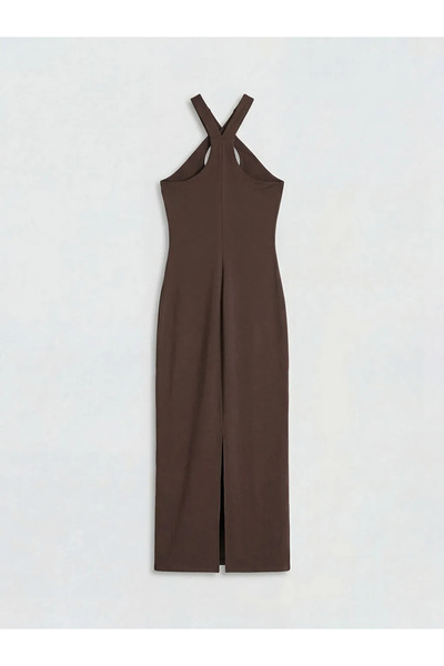 LC Waikiki Καφέ φόρεμα bodycon με λαιμόκοψη halter