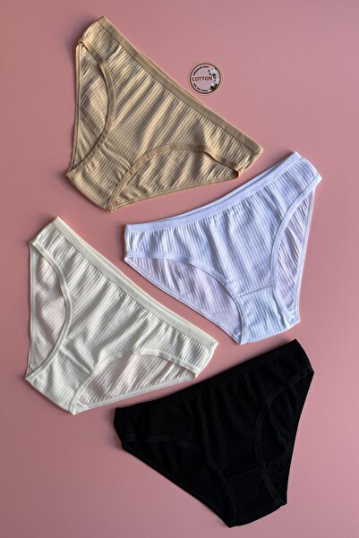 VicTroy Γυναικεία ελαστικά τριγωνικά εσώρουχα 4 τεμαχίων από βαμβάκι σε μαύρο...