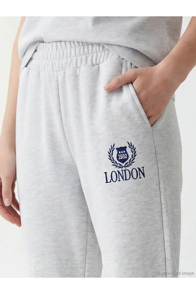 LC Waikiki Γκρι γυναικεία χοντρά παντελόνια φόρμας Jogger