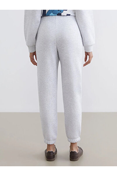 LC Waikiki Γκρι γυναικείο χοντρό παντελόνι jogger με ελαστική μέση