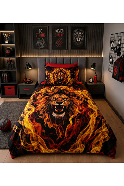 AYBERK HOME TEXTİLE Digital Printed 100% Cotton Single Duvet Cover Set with L...