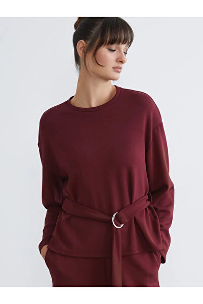 LC Waikiki Μπλούζα μπορντό με μεταλλική αγκράφα σε σχήμα ποδηλατικού λαιμού