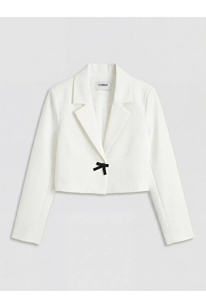 LC Waikiki Λευκό μπλέιζερ παλτό για κορίτσια με λεπτομέρεια φιόγκου