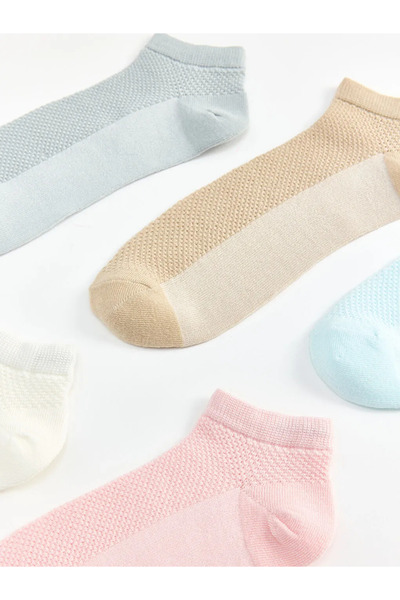 LC Waikiki Γκρι ανάγλυφες γυναικείες κάλτσες μποτάκια, συσκευασία 5 τεμαχίων