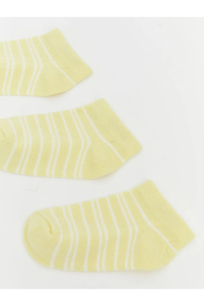 LC Waikiki Κίτρινες ριγέ κάλτσες-μποτάκια για κορίτσια, συσκευασία 5 τεμαχίων