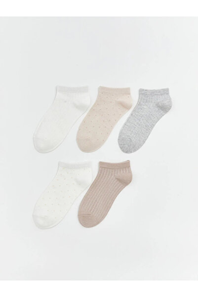 LC Waikiki Γυναικεία μποτάκια με σχέδιο εκρού Κάλτσες 5 τεμαχίων