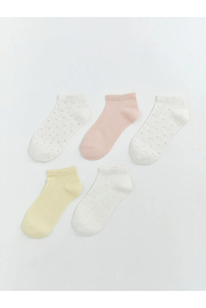 LC Waikiki Γυναικεία μποτάκια με σχέδιο εκρού Κάλτσες 5 τεμαχίων