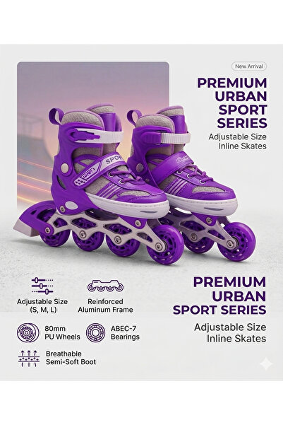 kasımoğulları concept Premium Ayarlanabilir Işıklı Inline Paten Seti – Siliko...