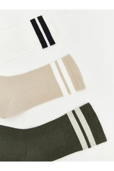 LC Waikiki Εκρού Ριγέ Γυναικείες Κάλτσες 5 τεμαχίων