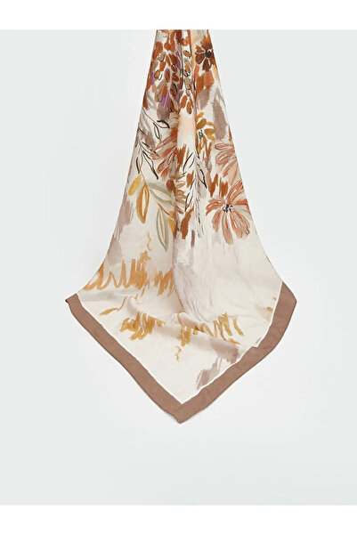 LC Waikiki Γυναικείο κασκόλ με καφέ φλοράλ σχέδιο