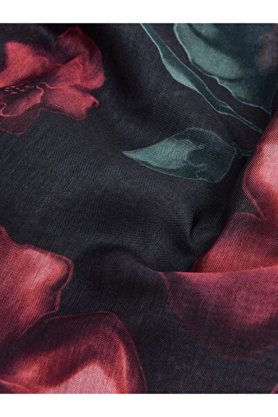 LC Waikiki Μαύρο φλοράλ γυναικείο σάλι