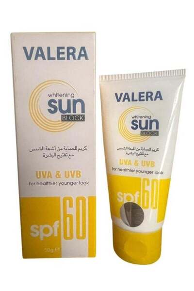 Valera كريم واقي من الشمس SPF 60 مرطب ومبيض للبشرة الداكنة 50 جرام عرض 1+1