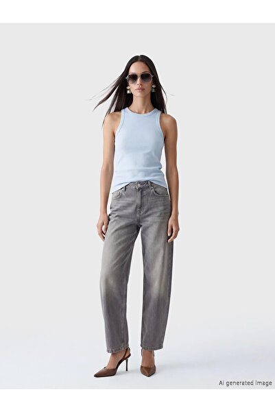 LC Waikiki Γυναικείο μπλουζάκι με λαιμόκοψη μπλε