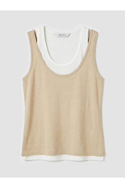 LC Waikiki Μπεζ γυναικείο εσώρουχο με λαιμόκοψη U και διπλό σχέδιο