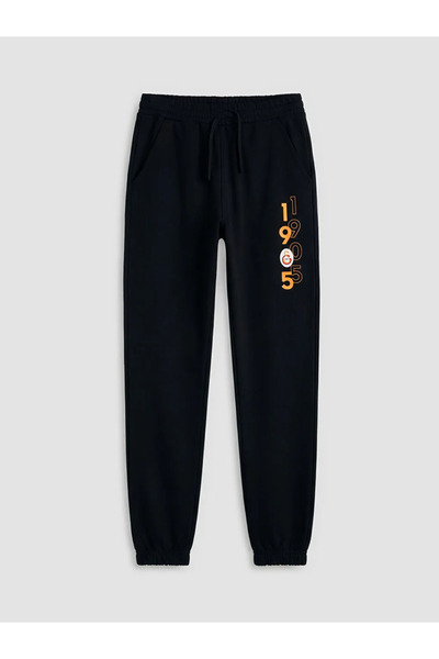 LC Waikiki Μαύρο αγορίστικο παντελόνι φόρμας Galatasaray με στάμπα Jogger