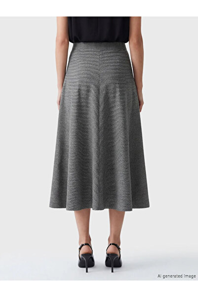 LC Waikiki Καφέ φούστα με ελαστική μέση και σχέδιο